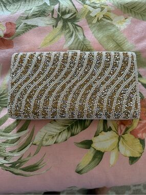Beaded Gold and Silver Evening Clutch